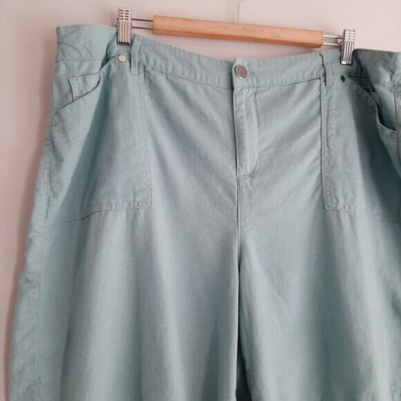 PENNINGTONS | Linen Blend Hi-Rise Casual Light Shorts Blue Teal Sz 22 - Picture 2 of 12